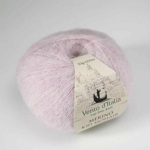 Пряжа Vento'd'Italia Merino Kid Mohair 22 Венто д'Италия Мерино Кид Мохер, 34% кид мохер, 34% мериносовая шерсть, 27% нейлон, 5% спандекс, 50 г, 600 м, 1 моток.