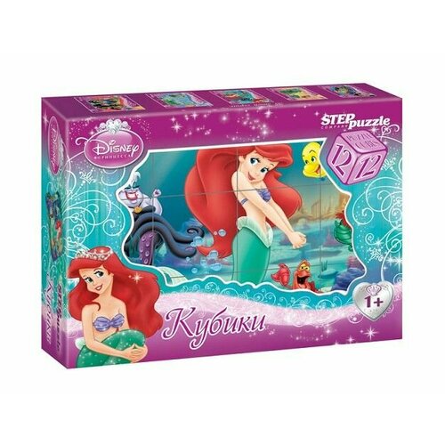 Кубики (12шт) Disney Русалочка 87150 (Степ Пазл) кубики чебурашка 12 штук степ пазл материал пластик