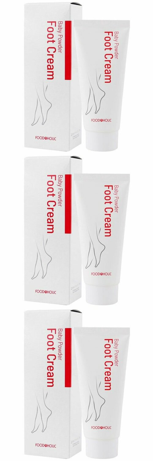 FoodaHolic Крем для ног Baby Powder Foot Cream, Vaseline, с детской пудрой, 100 мл, 3 шт.