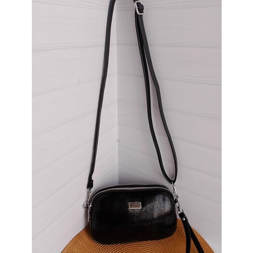 Сумка кросс-боди , фактура под рептилию, черный