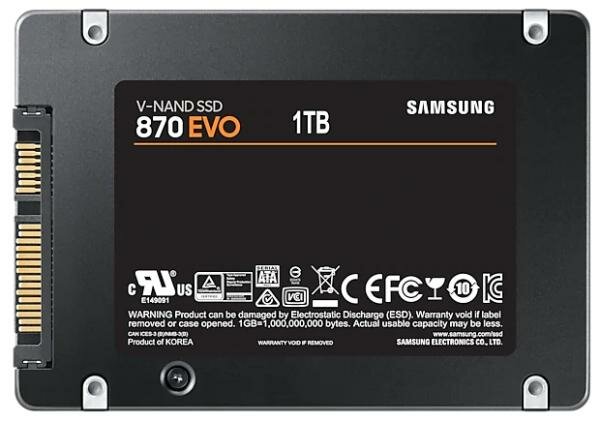 Твердотельный накопитель SSD 2.5 1 Tb Samsung 870 EVO Read 560Mb/s Write 530Mb/s MLC (MZ-77E1T0BW)