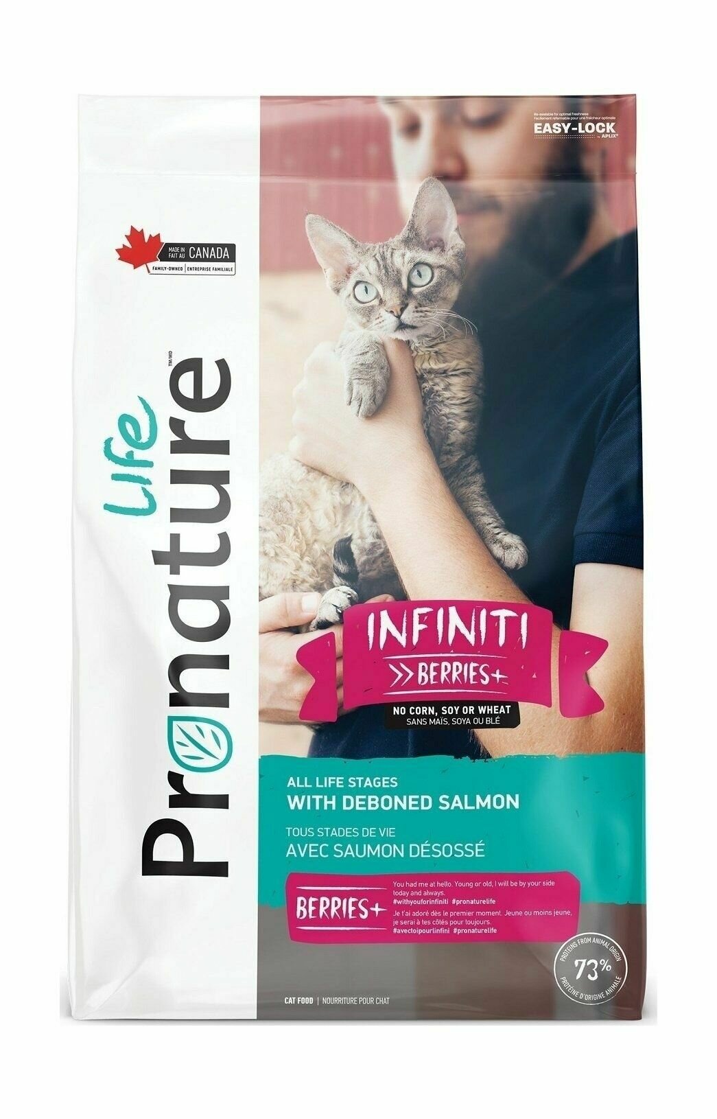 Pronature Life - Сухой корм для котят и кошек всех возрастов, с мясом лосося (2,270кг)