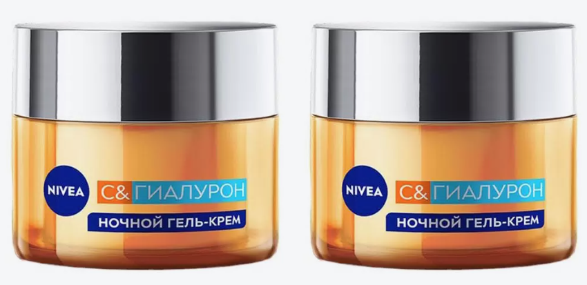 Гель-крем для лица Nivea C & Гиалурон ночной, 50 мл, 2 шт