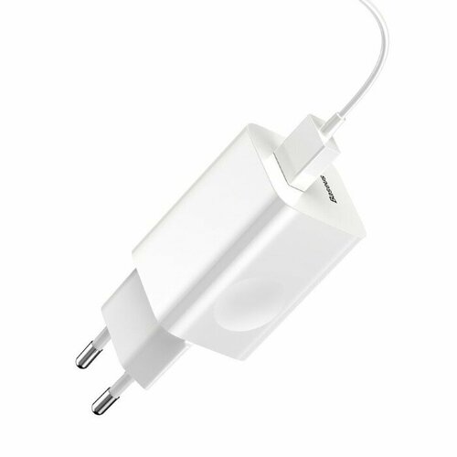 Зарядное устройство Baseus BX02 Quick Charger USB, 3A, 24W, белый автомобильное зарядное устройство baseus type c usb 30w pd3 0 qc3 0 qc4 0 черное быстрая зарядка