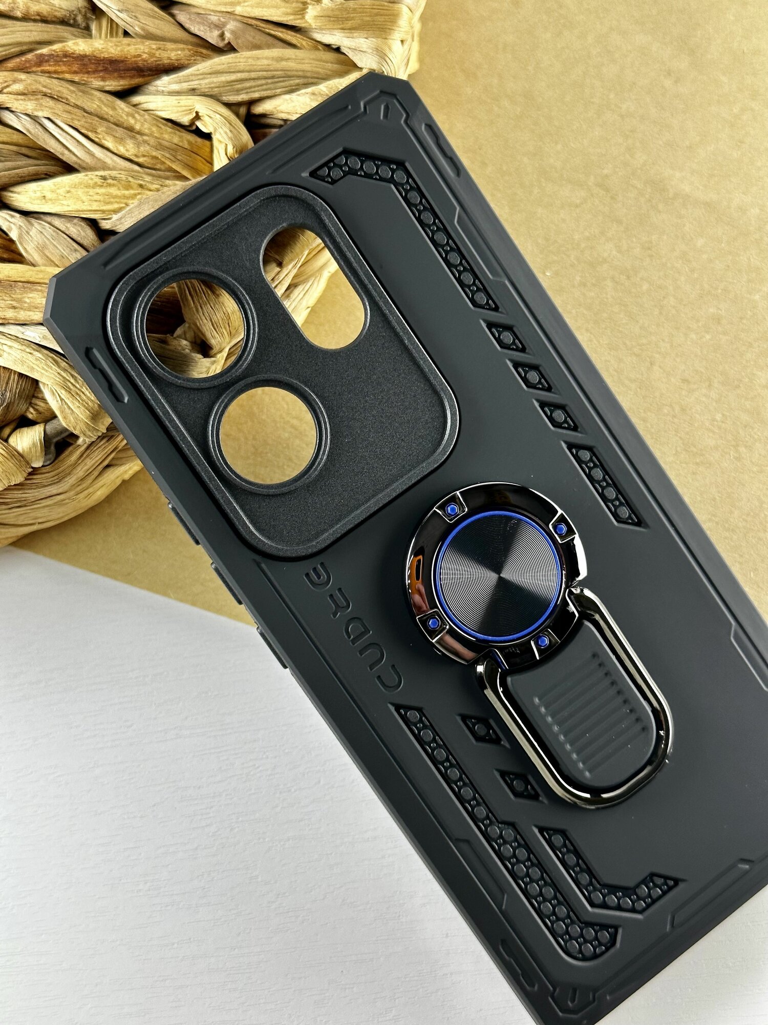 Чехол на Infinix Zero 30 4G /Чехол на Инфиникс Зеро 30 4g с защитой камеры, противоударный, ударопрочный, усиленный с кольцом, черный — фото 1