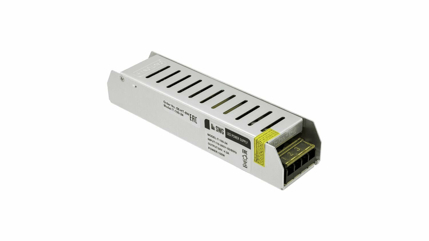 Блок питания для светодиодной ленты SWG T-100-24, 24V, IP20, 100W