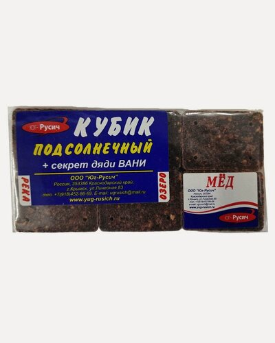 Изображение товара Жмых - Макуха для рыбалки / Кубик подсолнечный "Мёд" - 6 кубиков / 1шт
