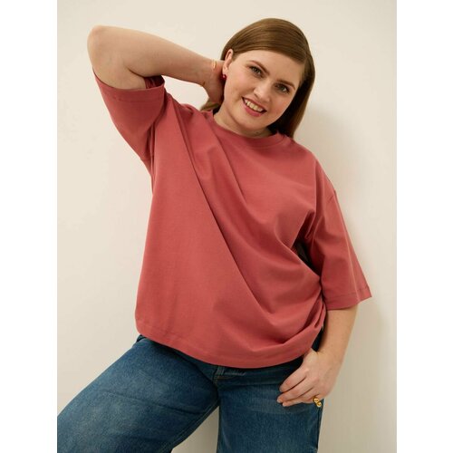 Футболка LeSsiSmORE, размер 58, розовый футболка женская укороченная оверсайз розовая gulliver