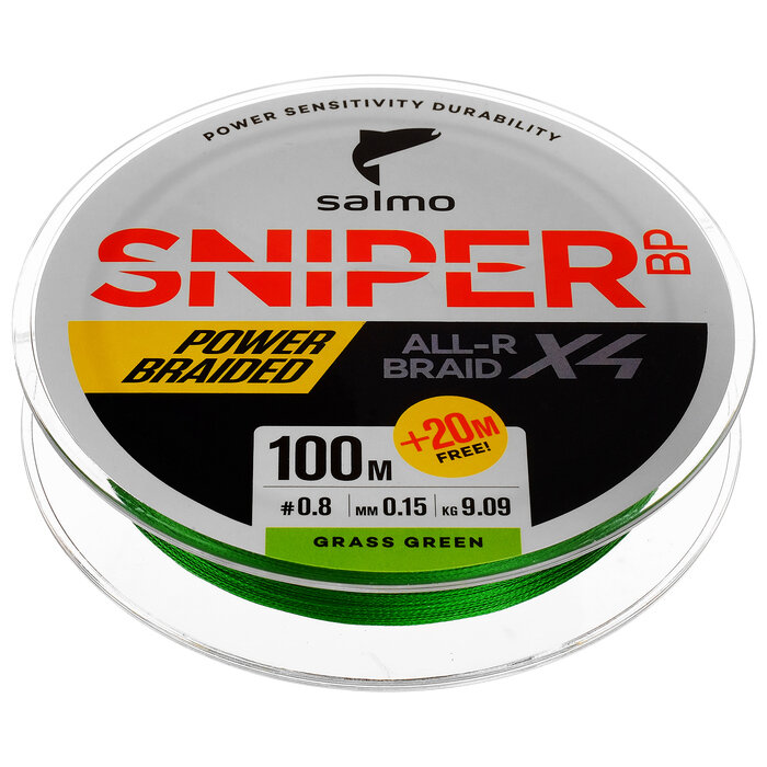 Плетеный шнур Salmo Sniper BP ALL R BRAID х4 Grass Green 120 м 0.15 мм 9.09 кг