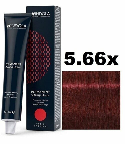 Indola Permanent Caring Color Крем-краска для волос 5/66х светлый коричневый экстракрасный 60мл