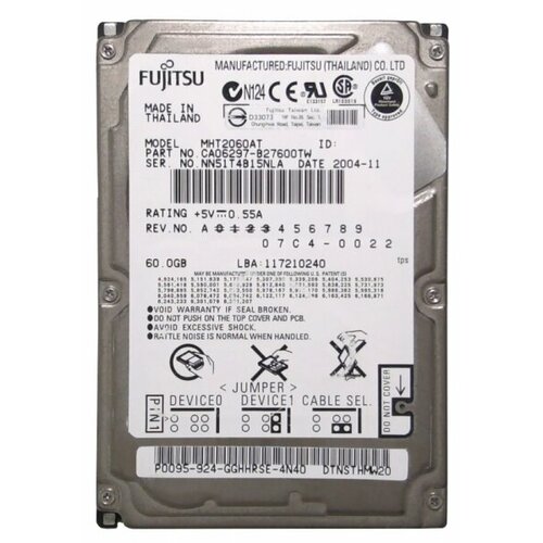 Жесткий диск Fujitsu CA06297-B27600TW 60Gb 4200 IDE 2,5 HDD жесткий диск fujitsu ca06297 b23800c1 80gb 4200 ide 2 5 hdd