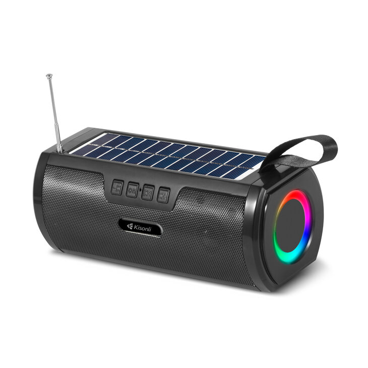 Колонка портативная / Колонка блютуз 5.0, с солнечной батареей, динамическая LED подсветка, влагозащищенный корпус, FM-радио,