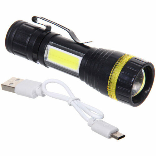 Фонарь ручной 3 режима 1LED+COB Zoom, аккумуляторная батарея 400mAh USB W501 наушники блютуз полноразмерные батарея 400mah sweet blue