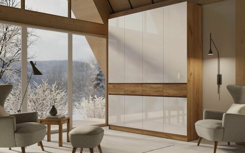 Изображение товара Шкаф распашной четырехстворчатый Артек дуб крафт/белый глянец