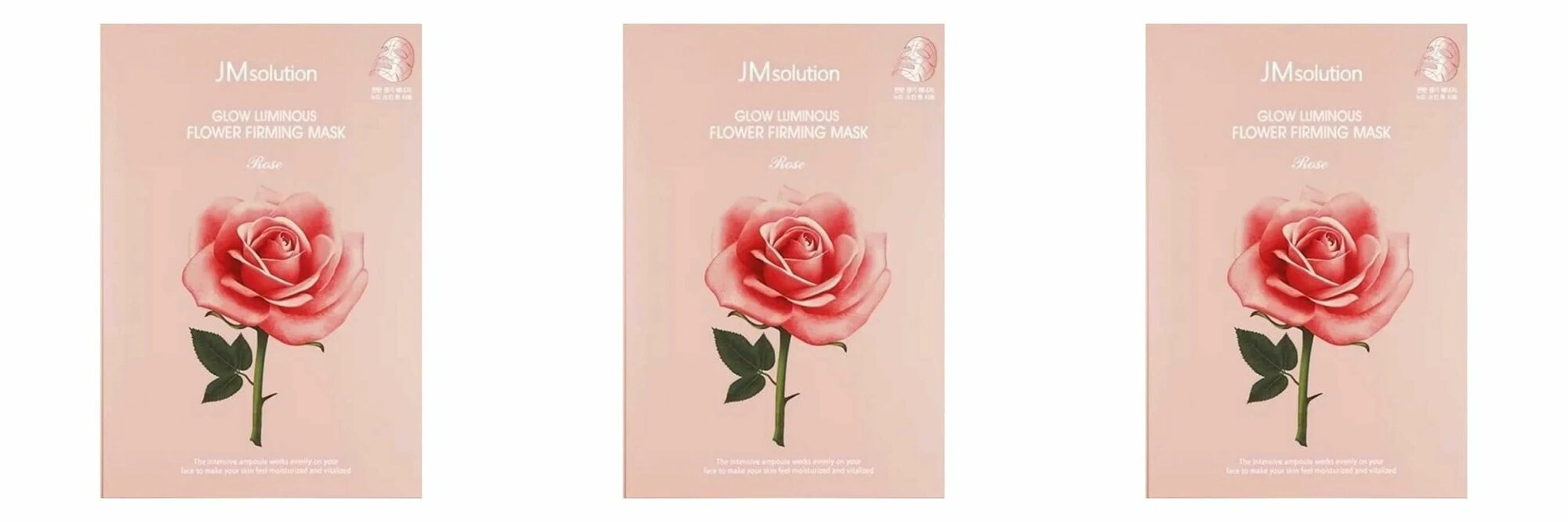 Тканевая маска для лица JMsolution с экстрактом розы, Glow Flower Firming Mask Rose, 30 мл, 3 шт