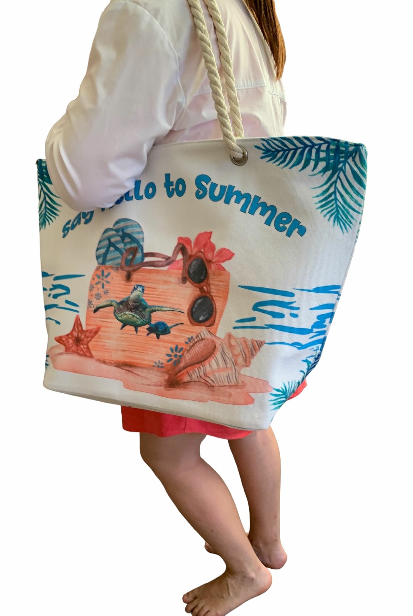 фото Большая сумка пляжная/хозяйственная/ летняя/текстильная/Сумка на плечо с ярким принтом