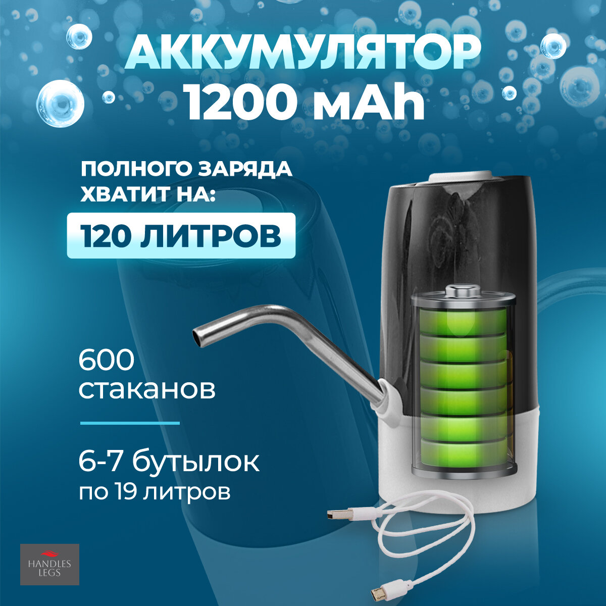 Помпа электрическая для воды питьевой на бутыль 19 литров — фото 1