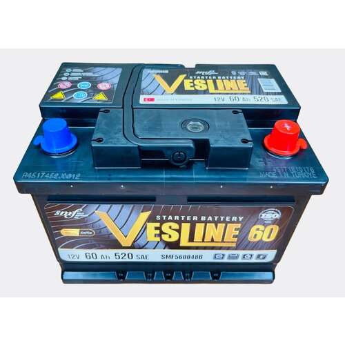 Аккумулятор автомобильный Vesline 60 Ач 480 A о. п. низкий SMF L2B 242х175х175