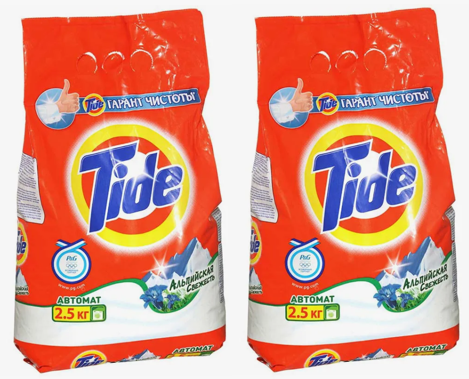 Стиральный порошок Tide Альпийская свежесть, 2,5 кг, 2 уп.
