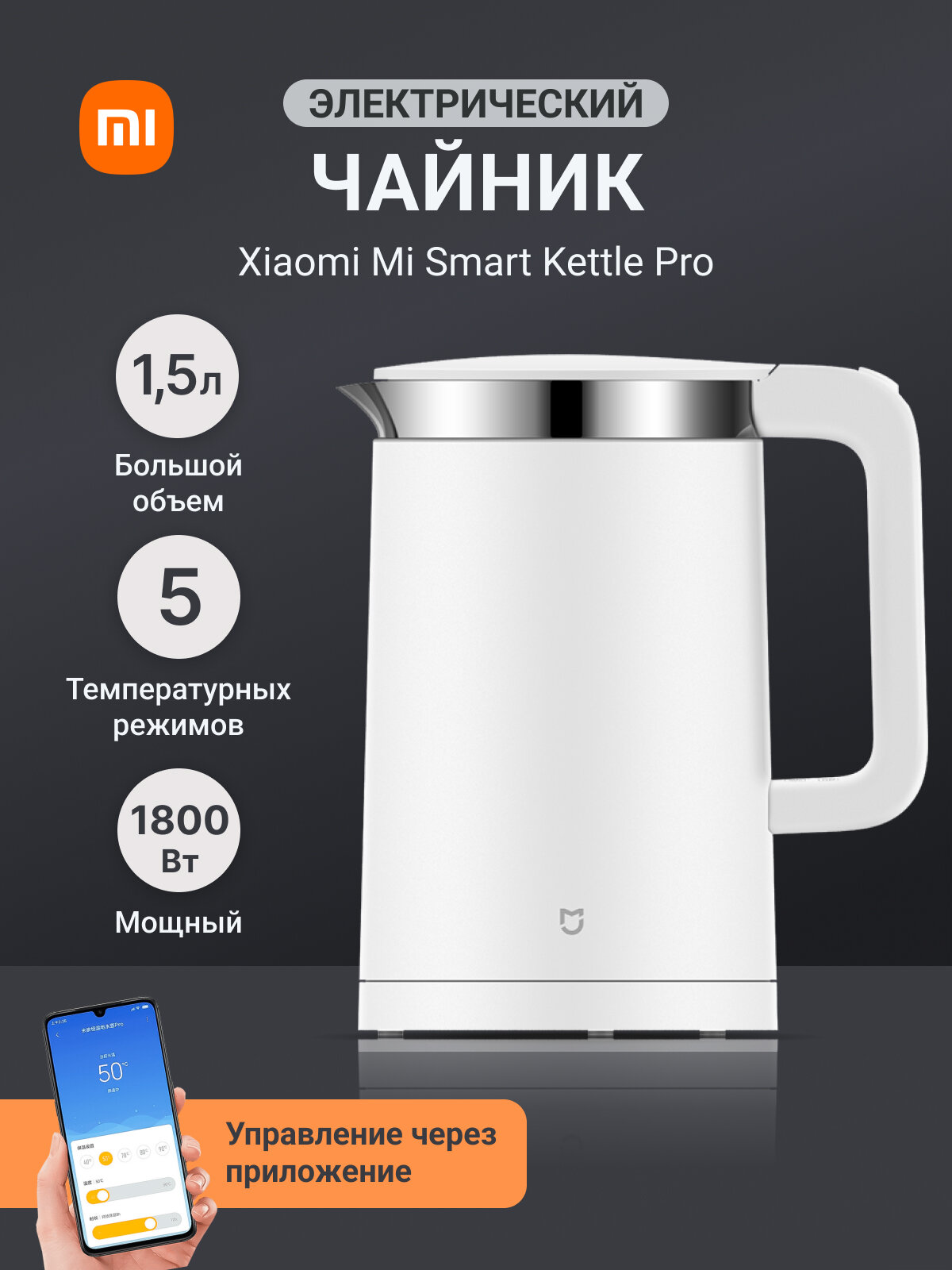 Чайник Xiaomi Mi Smart Kettle Pro CN, белый