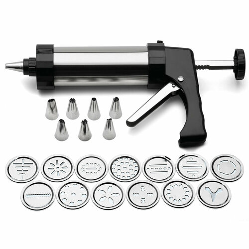 Кондитерский шприц с 8-ю насадками из нержавеющей стали 235 см стальнойчерный серия Кухонные аксессуары Weis W-19500 7980₽