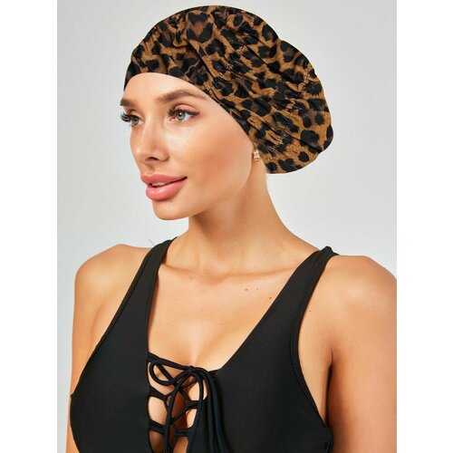 Шапочка для плавания женская для длинных волос в аквазоне GYM TEAM 54-60см леопардовая
