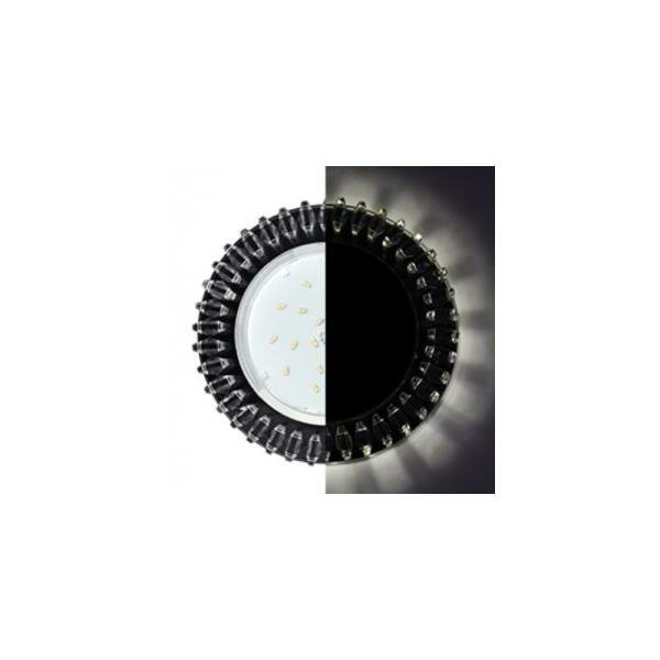 фото Ecola GX53 H4 LD5361 св-к Стекло Круг проз. стразы Гребенка подсветка 4K Хром-черн. 38x126 SX53RCEFB