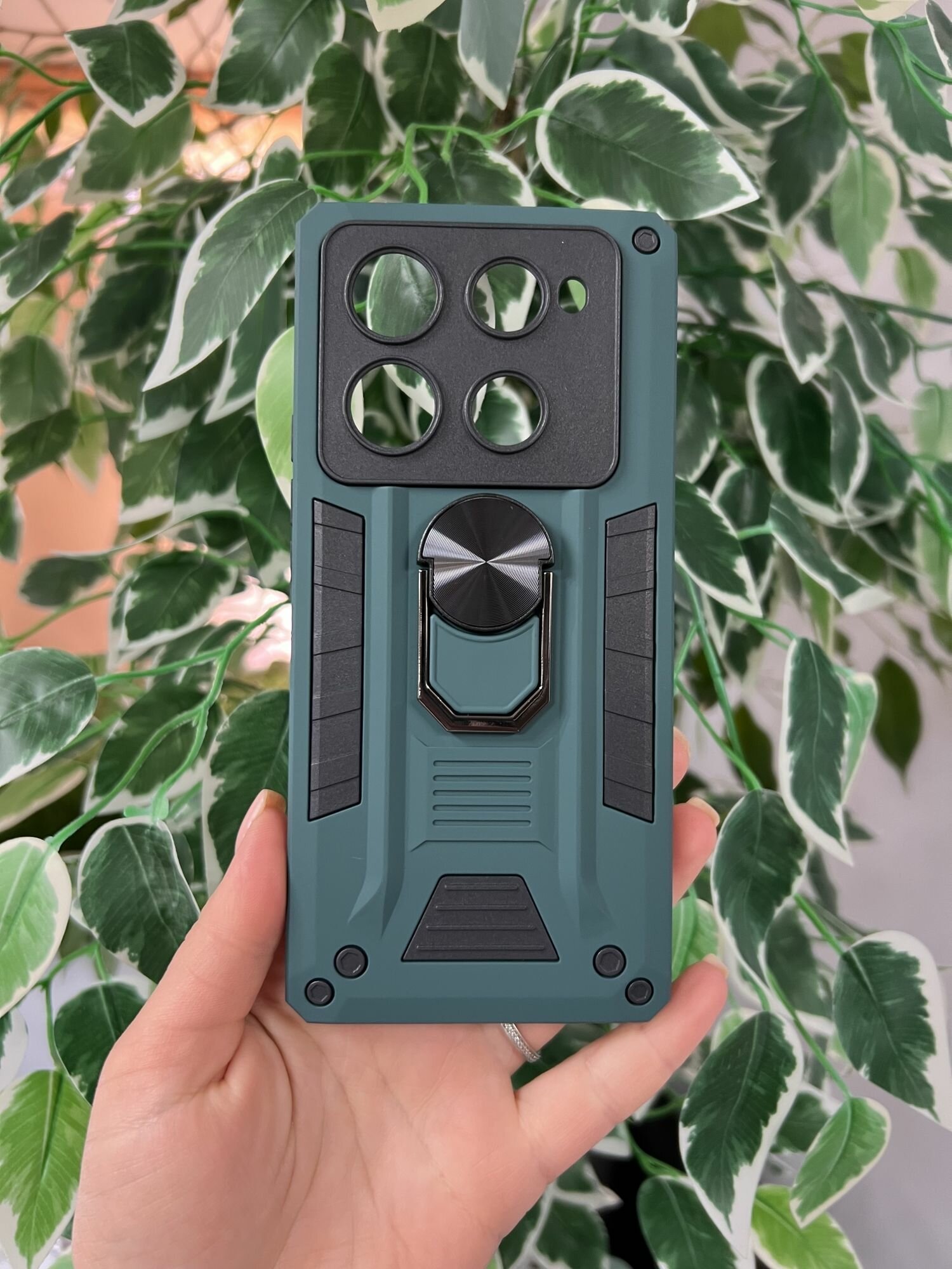 Чехол противоударный military для Infinix Note 40 Pro 4G и Note 40 Pro Plus / Инфиникс Ноте 40 Про 4G и Ноте 40 Про + (Темно-зеленый) — фото 1