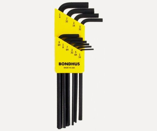 Изображение товара Набор из 10 ключей дюймовых черных BONDHUS L 1/16-1/4" 12138