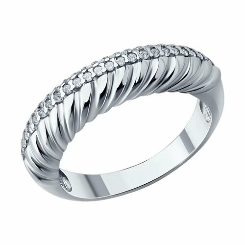 Кольцо Diamant, серебро, 925 проба, родирование, фианит, размер 17.5