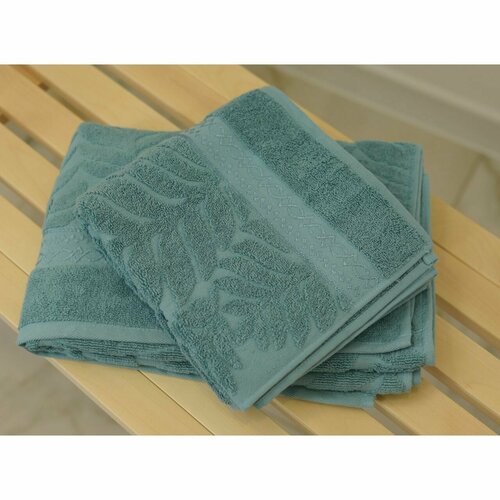 Union Home Набор банных полотенец 50х90см 70х140 см Хлопок Бирюзовый Листья Малика 5050₽
