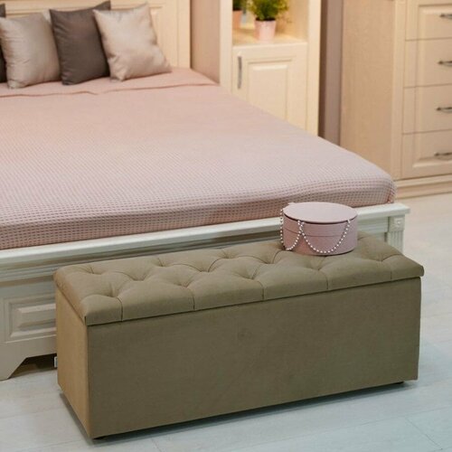 Пуфик Frenesie , велюр, 101х35х40 см бежевый , с ящиком для хранения