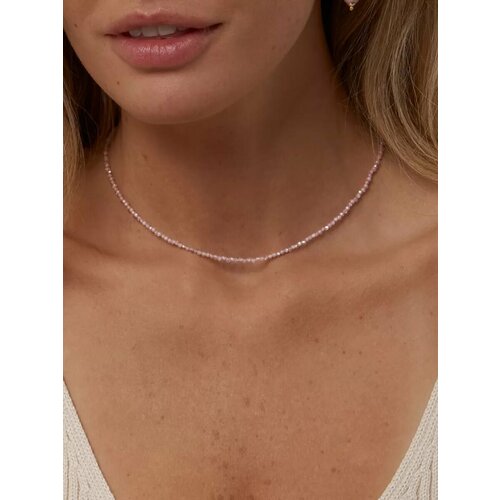 Чокер, длина 38 см, розовый/серебристый