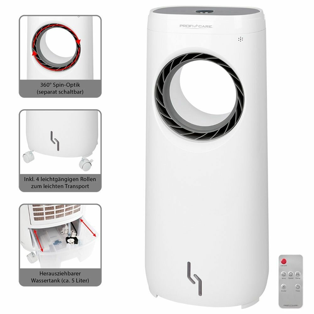 Обзор: Вентилятор ProfiCare PC-LK 3088, напольный, белый, управление по WiFi, безлопастной