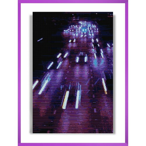 Алмазная мозаика на подрамнике - вышивка Ночная дорога 40 х 60 см