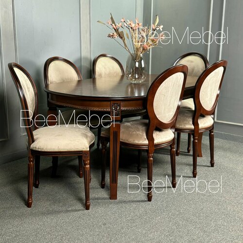 Обеденная группа стол 16001000 и 6 стульев в коричневом цвете 102000₽