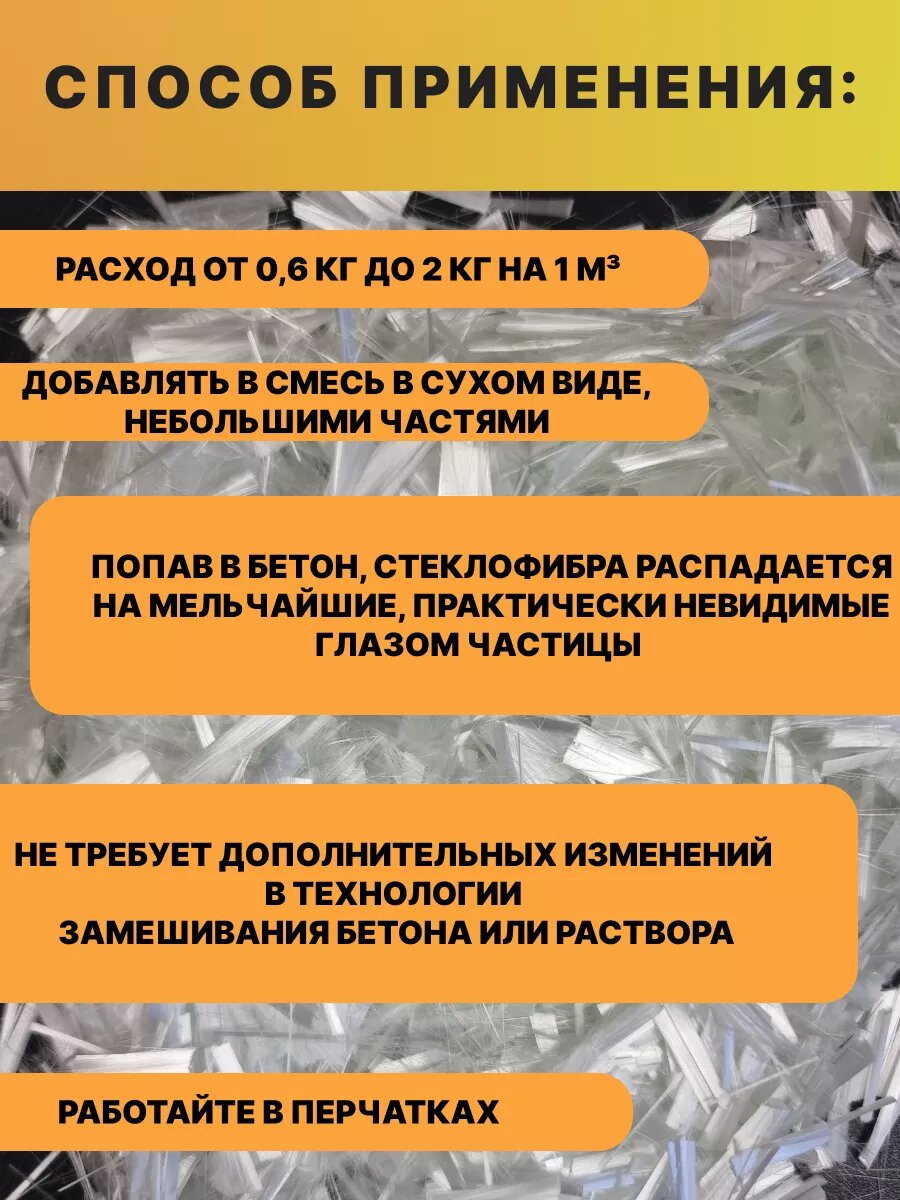 Добавки В Строительные Смеси И Растворы Фибра для бетона 12мм 0,5кг