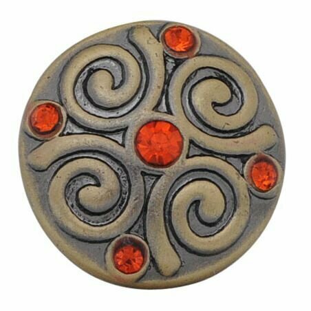 Кнопка "Танец спиралей" коралловая