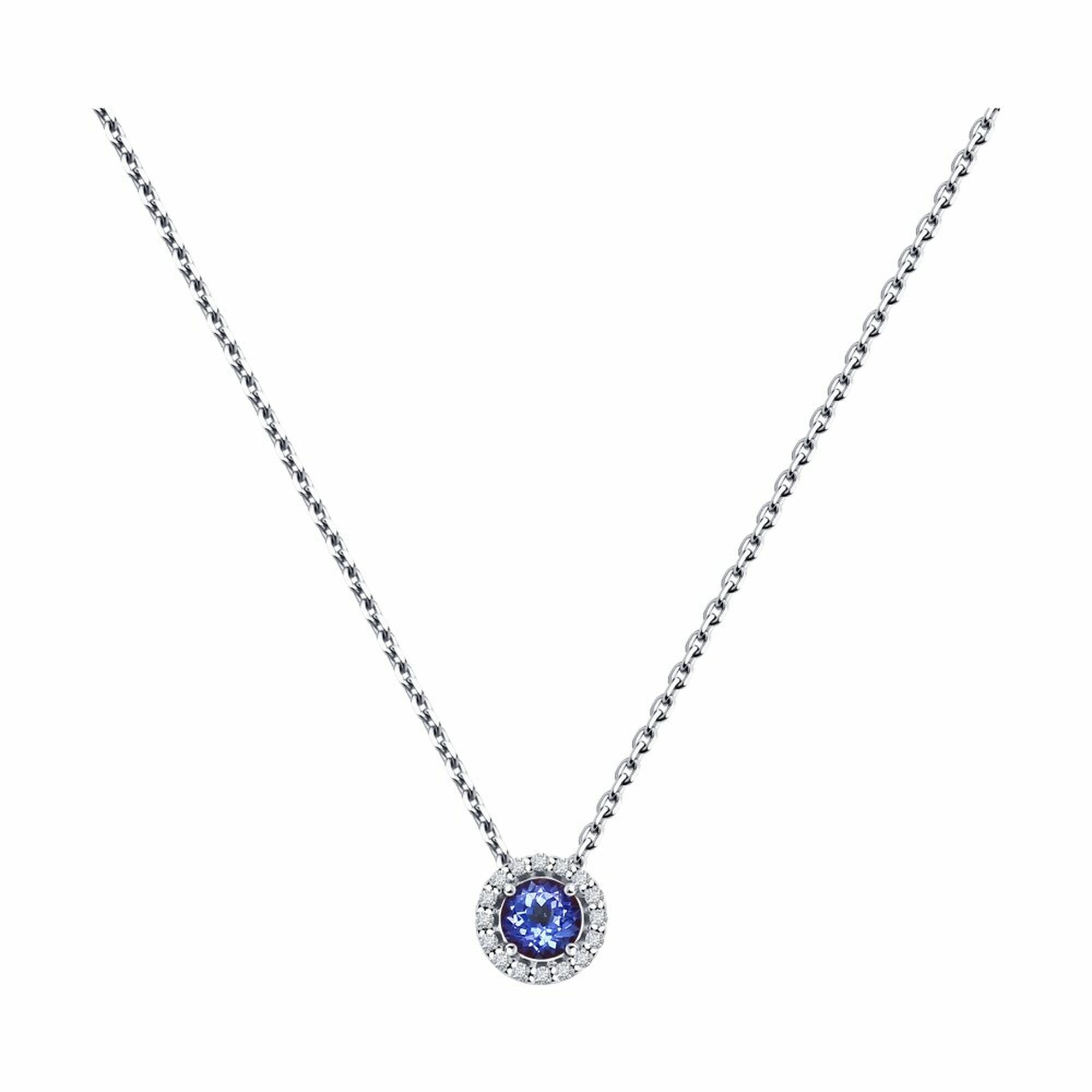 Колье Diamant online, белое золото, 585 проба, бриллиант, танзанит