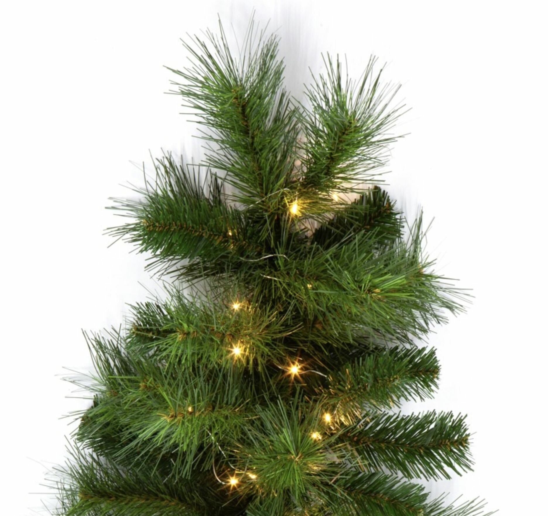 Хвойное украшение новогоднее, венок - капля ария, Crystal trees, с гирляндой, литые ветки, 60 см, хвоя ПВХ — фото 1