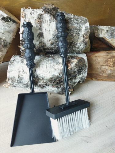 Изображение товара Совок и щетка каминная для уборки золы, маленький каминный набор