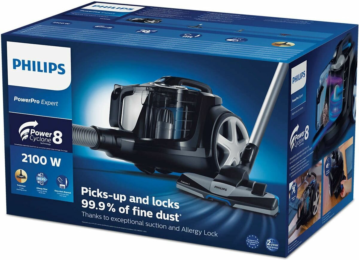 Пылесос Philips FC9732/01 черный (2100 Вт, с контейнером, мощность всасывания: 420 Вт)