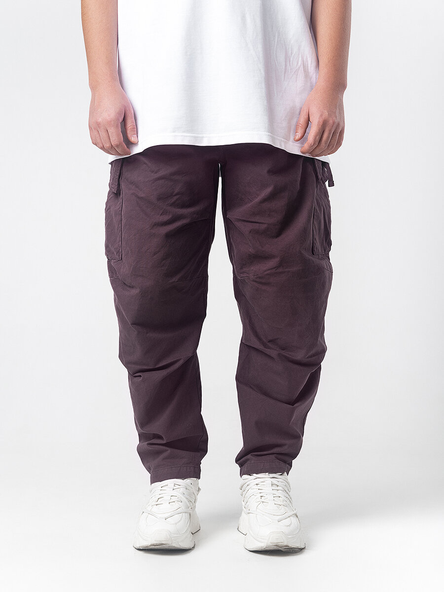 Брюки бананы  Оверсайз, размер L, темно-бордовый — фото 1