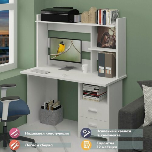 Изображение товара Стол СКЛ-Прям130+НКЛ-130 БЕ Белый с надстрой