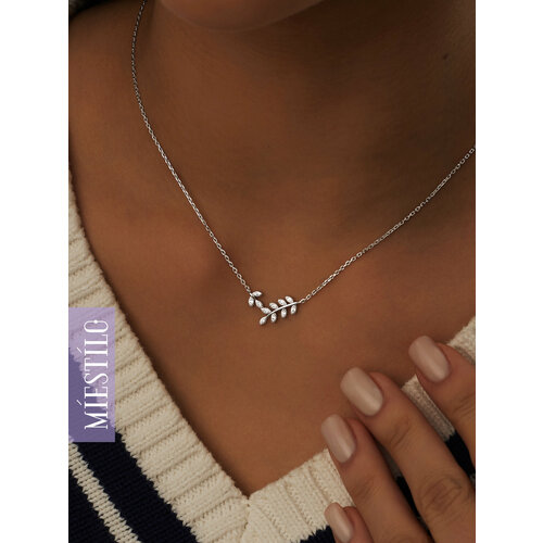 Колье MIESTILO серебро 925 проба родирование фианит длина 45 см серый белый серебристый 2344₽