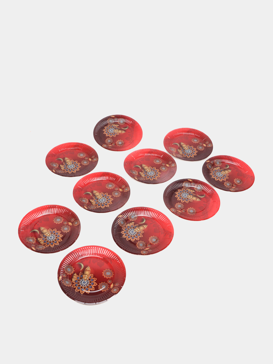 Тарелки бумажные Рамадан Мубарак, украшения, 10 шт Бордовый