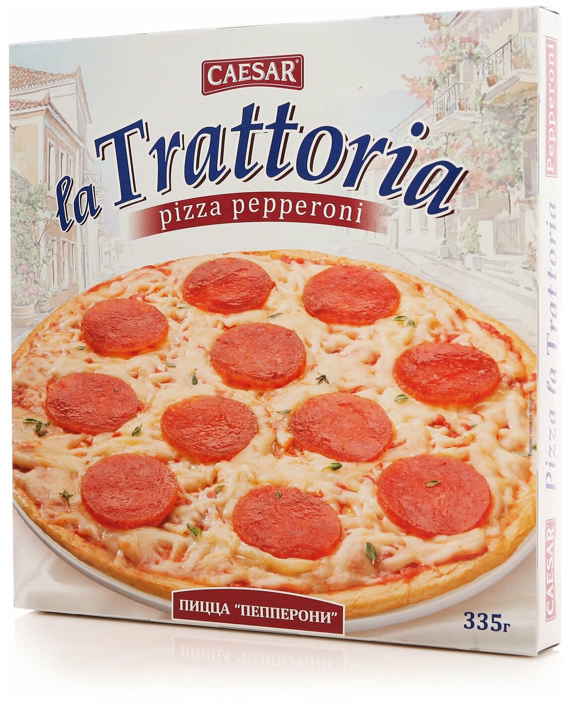 Пицца La Trattoria "Пепперони", замороженная, 335 г, коробка картонная