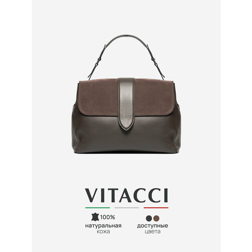 фото Сумка сэтчел vitacci, фактура зернистая, бархатистая, графитовый