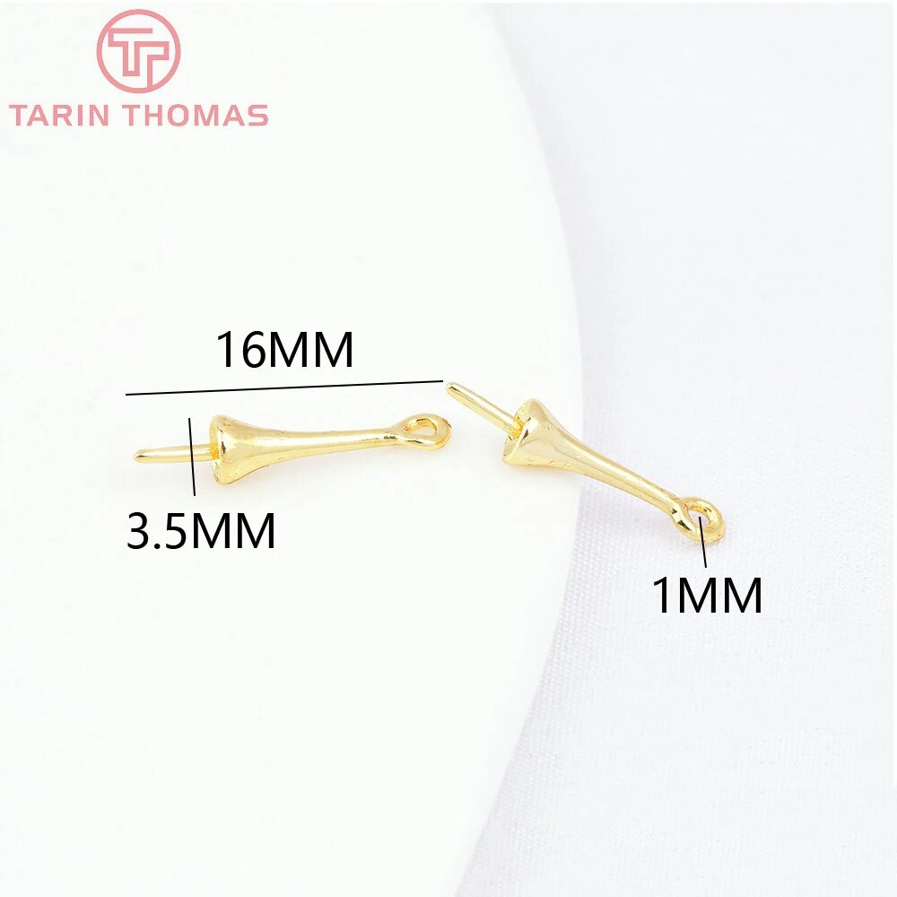 Латунные полубулавки 24K золото 16x35 мм 20 шт.