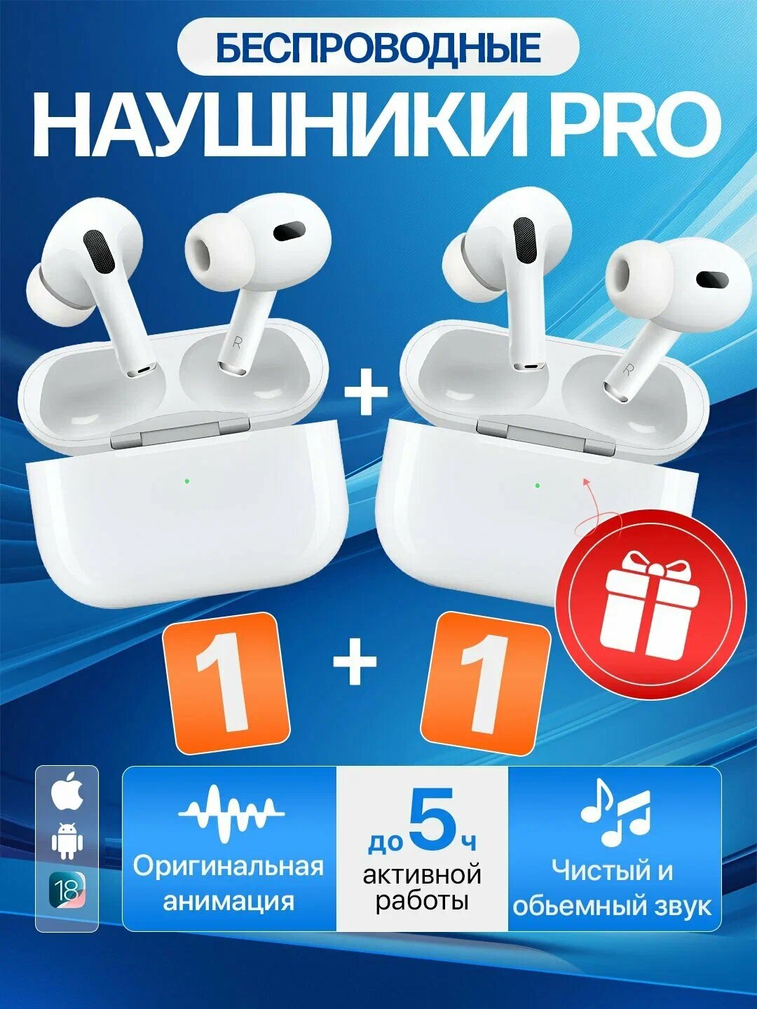 Беспроводные наушники airpods pro//Наушники/airpods, iPhone и Android 1+1